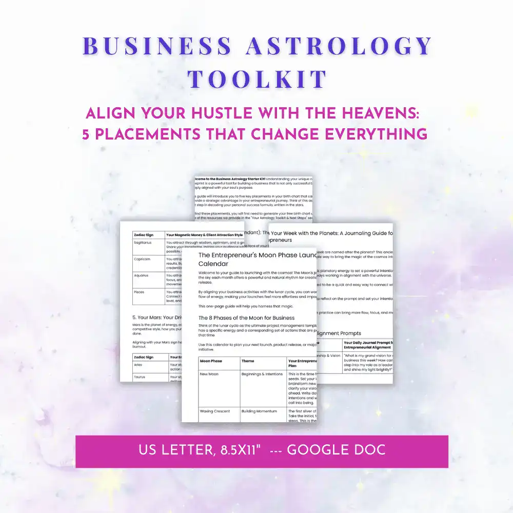 mockup of the business astrology toolkit for solopreneurs